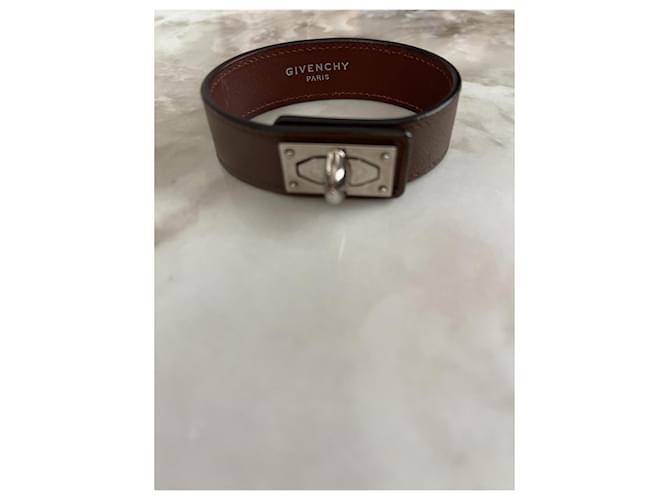 Bracciale rigido Givenchy Shark in pelle marrone scuro - vista 9