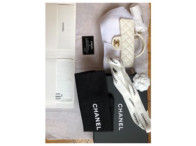 Timeless Chanel Mini-Kaviar mit Top-Griff Weiß - Ansicht 10