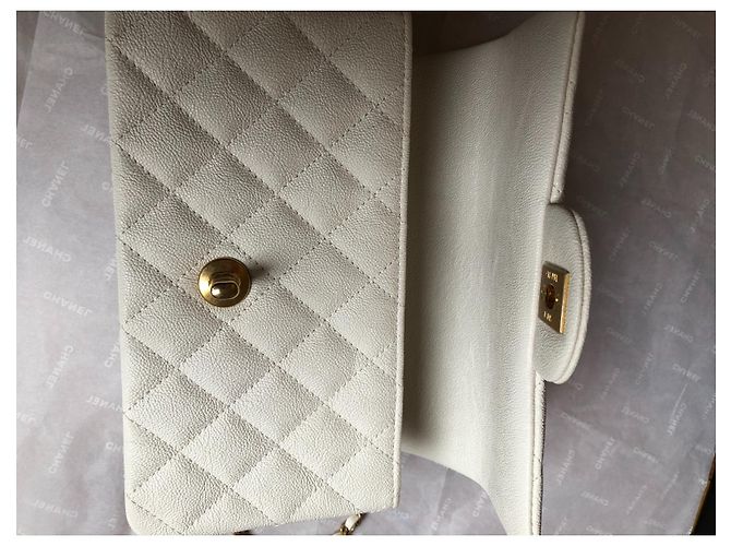 Timeless Chanel Mini-Kaviar mit Top-Griff Weiß - Ansicht 11