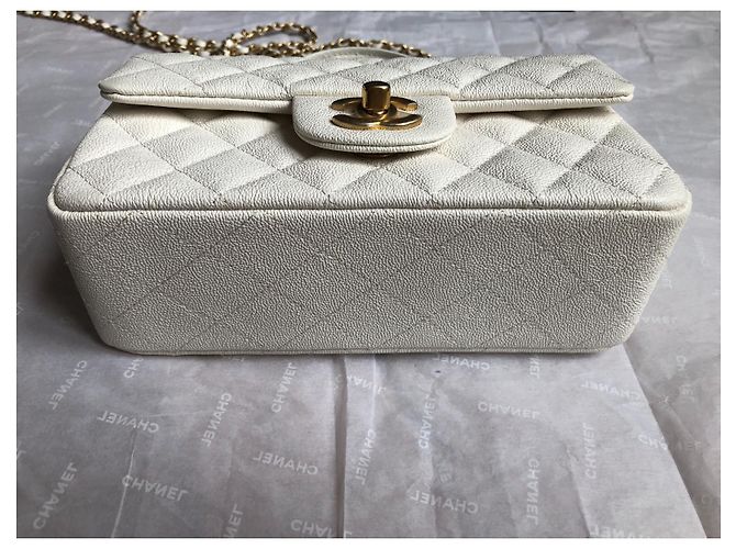 Timeless Chanel Mini-Kaviar mit Top-Griff Weiß - Ansicht 12
