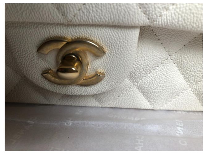 Timeless Chanel Mini-Kaviar mit Top-Griff Weiß - Ansicht 3