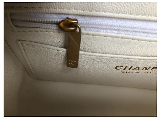 Timeless Chanel Mini-Kaviar mit Top-Griff Weiß - Ansicht 8