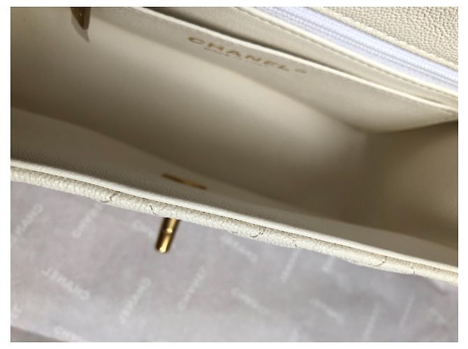 Timeless Chanel Mini-Kaviar mit Top-Griff Weiß - Ansicht 9