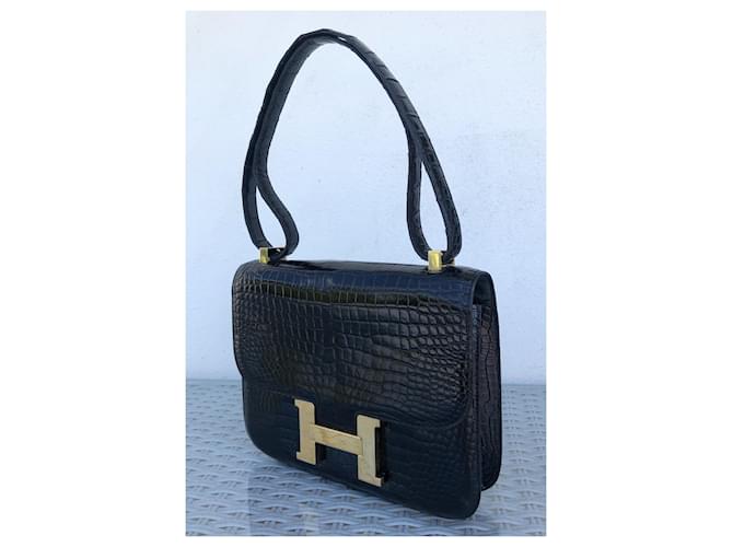 Constance Hermès Hermes Costanza Coccodrillo 23 Noir Nero - vista 3