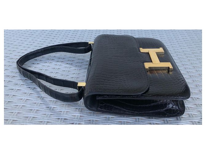 Constance Hermès Hermes Costanza Coccodrillo 23 Noir Nero - vista 6