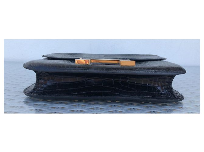 Constance Hermès Hermes Costanza Coccodrillo 23 Noir Nero - vista 8