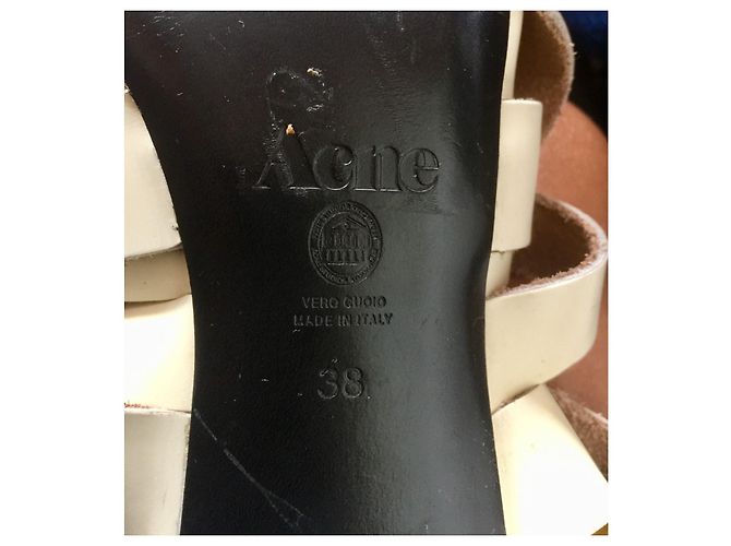 Sandales Lenna en cuir Acne Studios blanc crème - vue 3