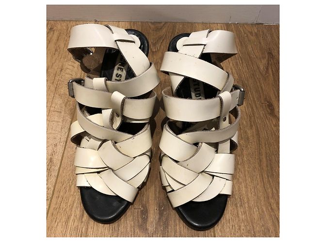 Sandales Lenna en cuir Acne Studios blanc crème - vue 5
