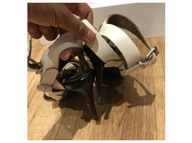 Sandales Lenna en cuir Acne Studios blanc crème - vue 8