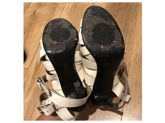 Sandales Lenna en cuir Acne Studios blanc crème - vue 9