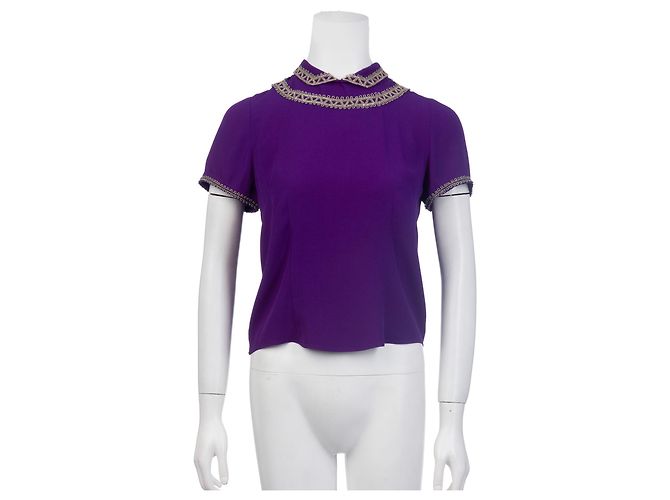 Isabel Marant Blusa Bordada Morado Real - vista 4