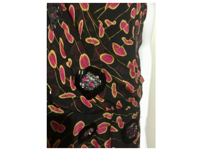 Diane Von Furstenberg DvF atemberaubendes Seiden-Maxikleid mit Pailletten Mehrfarben - Ansicht 2