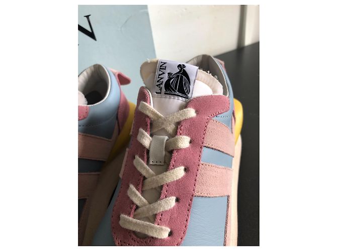 Lanvin Leder Sneaker Hellblau 38 - vista 2