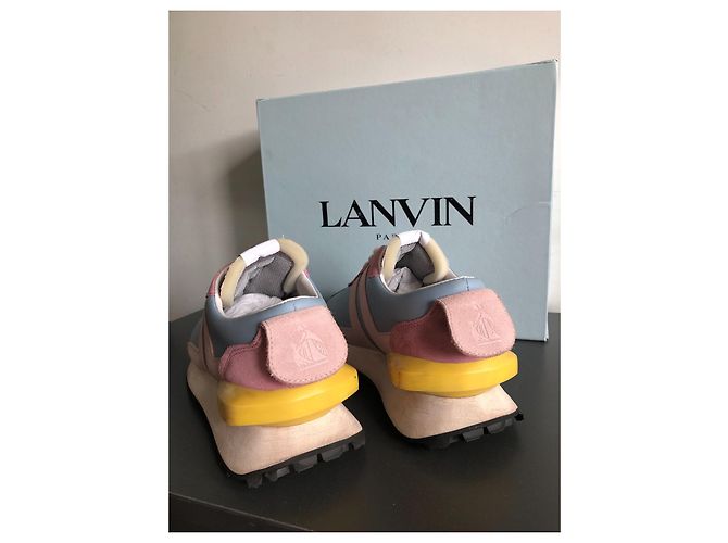 Lanvin Leder Sneaker Hellblau 38 - vista 3