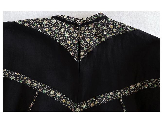 Isabel Marant Blusa Moony em linho e seda preta Preto - vista 2