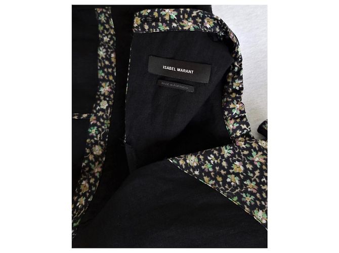 Isabel Marant Blusa Moony em linho e seda preta Preto - vista 4