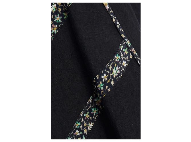 Isabel Marant Blusa Moony em linho e seda preta Preto - vista 5