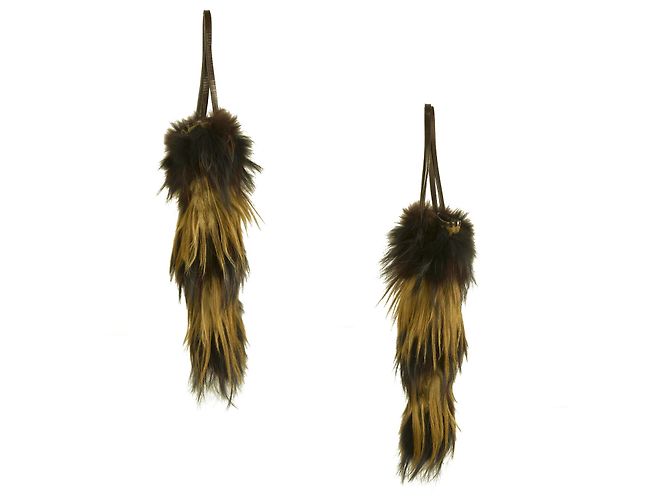 Fendi Langhaar Fuchs Gestreiftes Fell Braunes Leder Schulter Eimer Tote Bag Handtasche - Ansicht 3