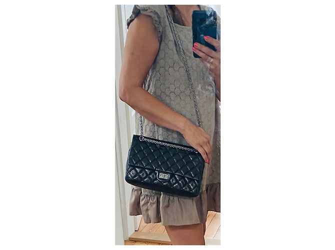 Chanel 2.55 Reissue  erste Coco Chanel eigene Tasche Schwarz Silber Hardware - Ansicht 22