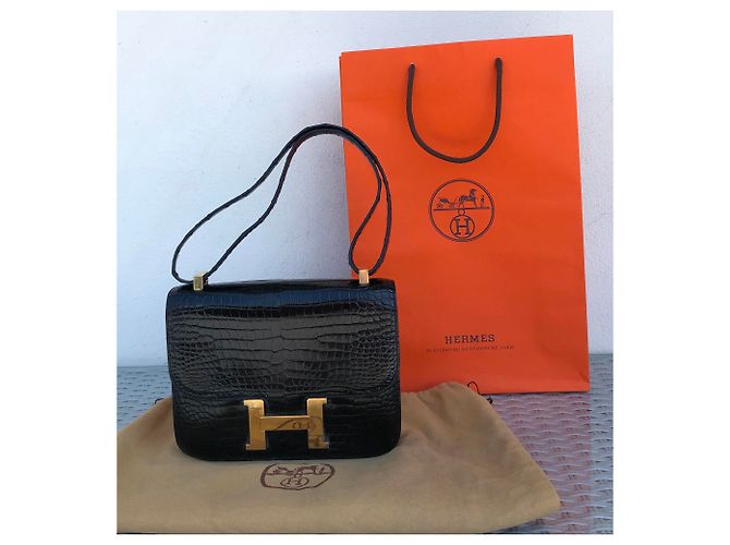Constance Hermès Hermes Costanza Coccodrillo 23 Noir Nero - vista 12
