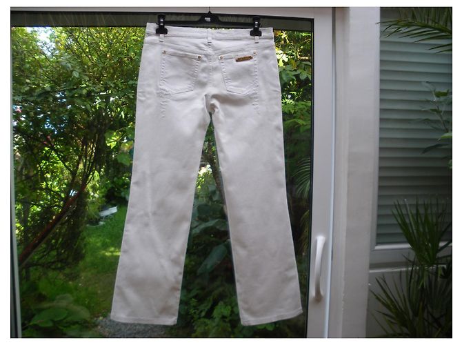 Calça Roberto Cavalli de algodão cor eggshell Fora de branco - vista 2