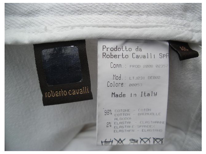 Calça Roberto Cavalli de algodão cor eggshell Fora de branco - vista 5