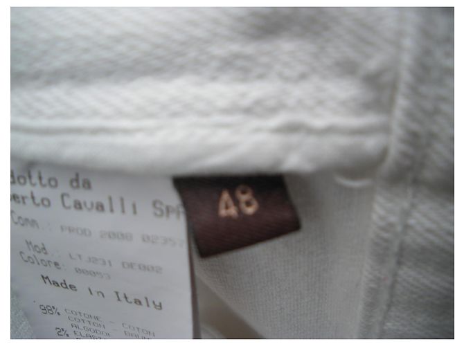Calça Roberto Cavalli de algodão cor eggshell Fora de branco - vista 6