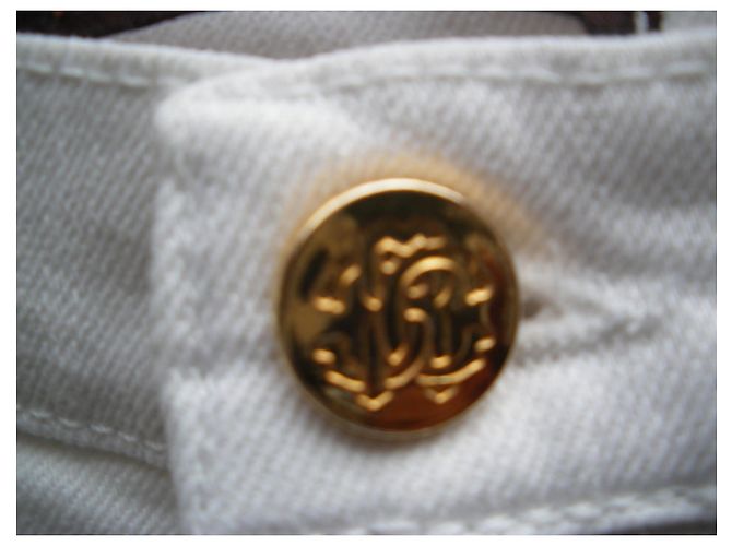 Calça Roberto Cavalli de algodão cor eggshell Fora de branco - vista 8