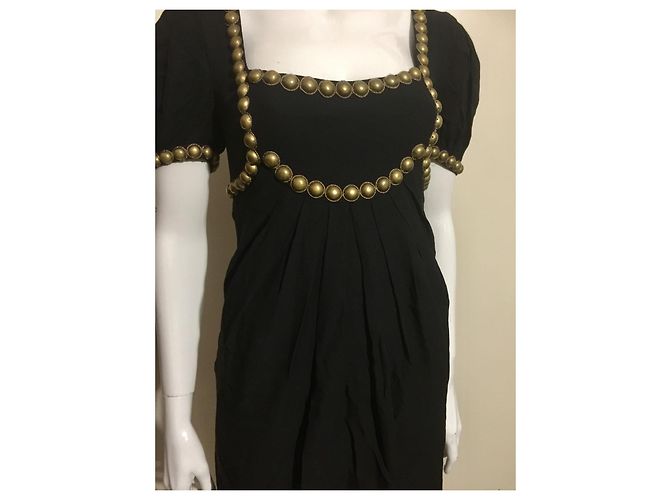 Temperley London Vestido de seda Temperley con adornos de metal Negro Dorado - vista 2