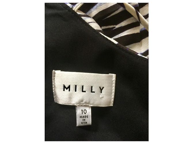 Milly Trägerkleid aus Seide Schwarz Weiß Blau - Ansicht 4