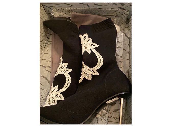 Botas Alexander McQueen de tela negras 38 Negro - vista 6