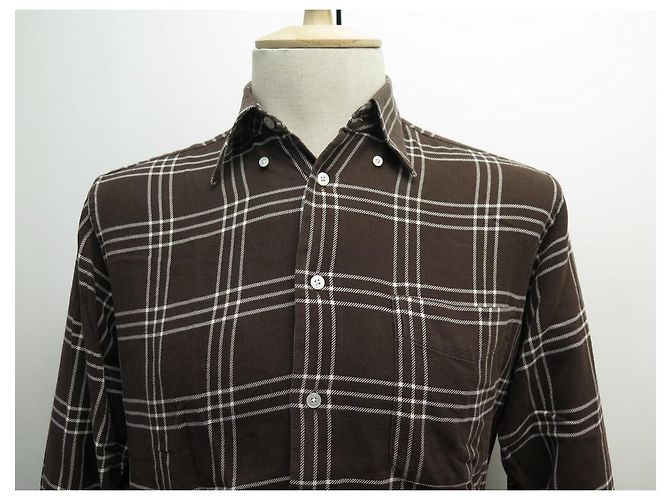 Hermès CAMISA NOVA HERMES M 39 CAMISA NOVA DE ALGODÃO MARROM CHECKED BROWN - vista 2