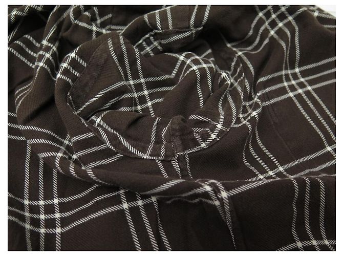 Hermès CAMISA NOVA HERMES M 39 CAMISA NOVA DE ALGODÃO MARROM CHECKED BROWN - vista 5