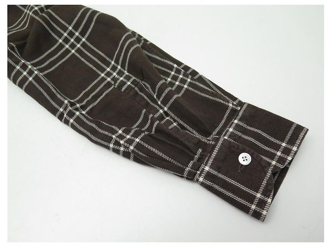 Hermès CAMISA NOVA HERMES M 39 CAMISA NOVA DE ALGODÃO MARROM CHECKED BROWN - vista 6