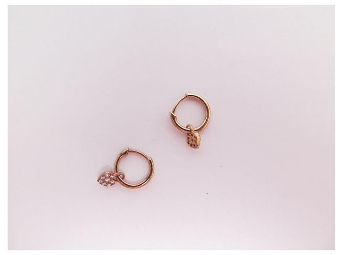 NUOVO ORECCHINO DJULA CREOLE CUORE ORO ROSA 18ORECCHINI K E DIAMANTI D'oro - vista 2