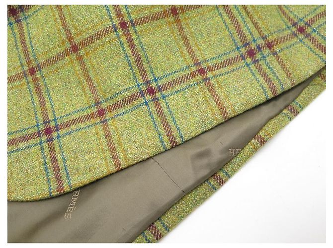 Hermès NEW HERMES M JACKET 48 GREEN CHECK WOOL L510 NEW WOOL JACKET - view 8