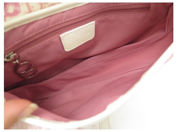 BORSA A MANO NEW CHRISTIAN DIOR SADDLE IN TELA BIANCA ROSA - vista 13