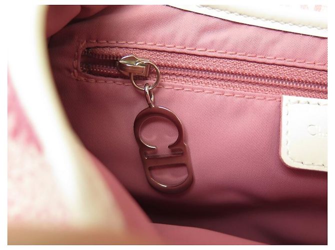 BORSA A MANO NEW CHRISTIAN DIOR SADDLE IN TELA BIANCA ROSA - vista 16