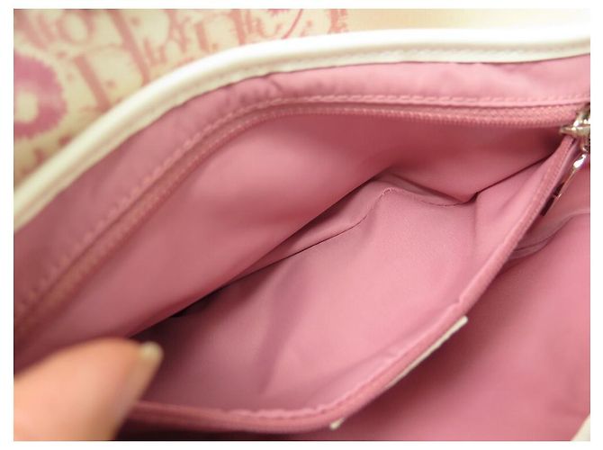 BORSA A MANO NEW CHRISTIAN DIOR SADDLE IN TELA BIANCA ROSA - vista 17