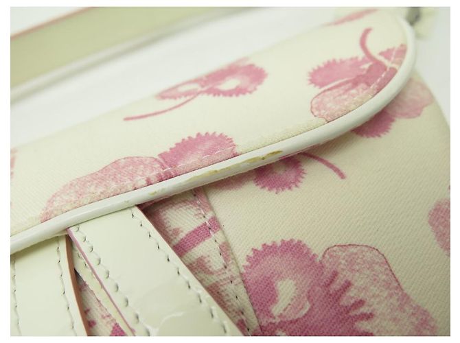 BORSA A MANO NEW CHRISTIAN DIOR SADDLE IN TELA BIANCA ROSA - vista 8