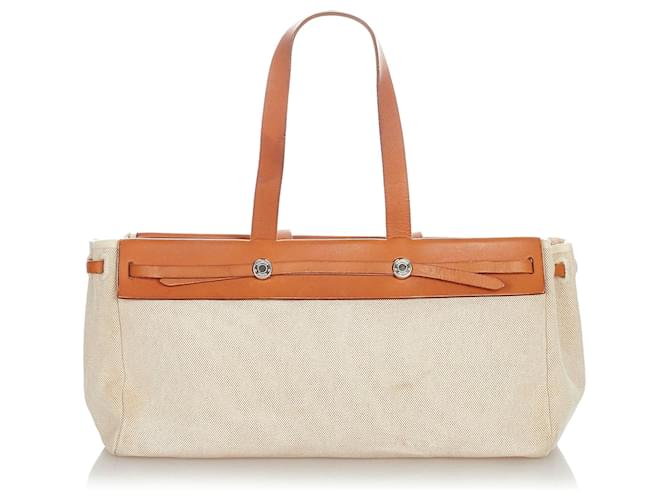 Hermès Hermes Brown Herbag Cabas MM Marrone Beige - vista 3