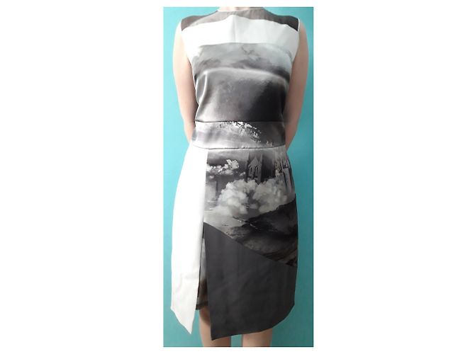 Autre Marque D. gemustertes Stretch-Patchwork-Kleid aus Cady Mehrfarben - Ansicht 10