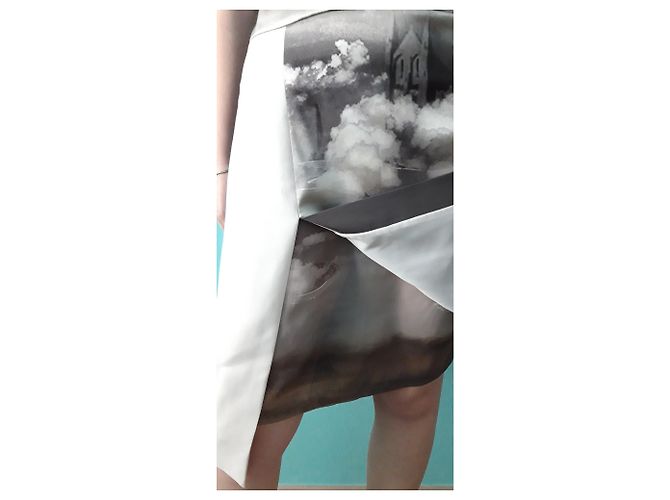 Autre Marque D. gemustertes Stretch-Patchwork-Kleid aus Cady Mehrfarben - Ansicht 9
