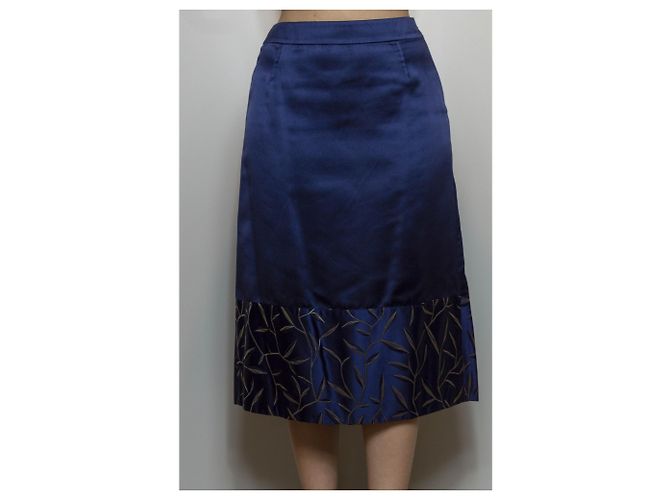 FALDA PRADA SATIN CHINOISE. Azul marino - vista 4