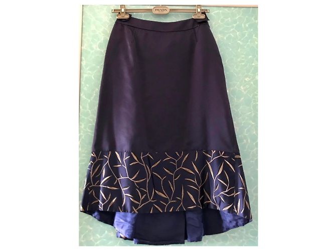FALDA PRADA SATIN CHINOISE. Azul marino - vista 7