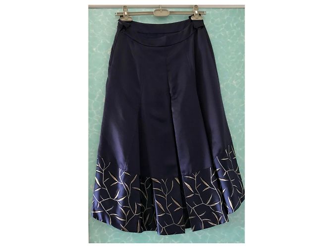 FALDA PRADA SATIN CHINOISE. Azul marino - vista 8
