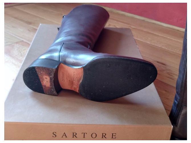 Botas de montar Sartore de piel marrón 36 Castaño - vista 4