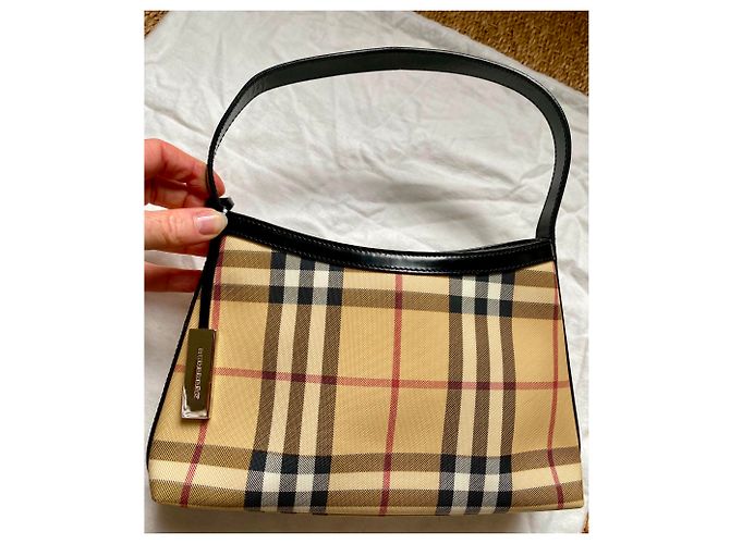 Brook Vintage Burberry Stofftasche kariert. Beige - Ansicht 2