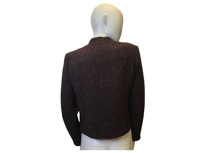 Berenice melierte braune Langarmjacke Dunkelbraun - Ansicht 3