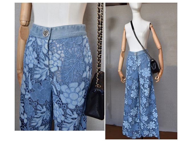 Chanel 2019 Pantalones vaqueros / pantalones de encaje de pasarela Azul - vista 10